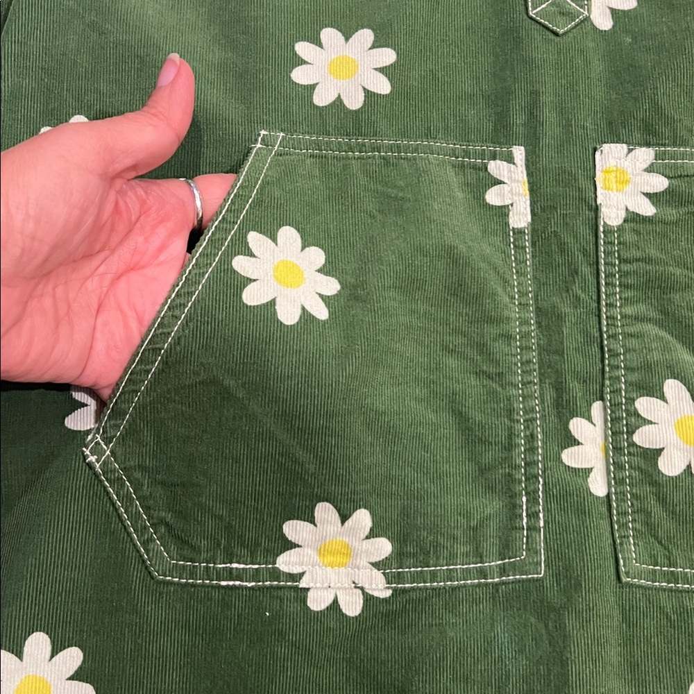 Boden Daisy Dress 9/10Y spring, floral oversized corduroy - Picture 5 of 11